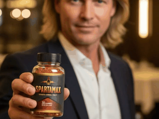 Man holding Spartamax gummies bottle showing the 30 gummy dietary supplement label